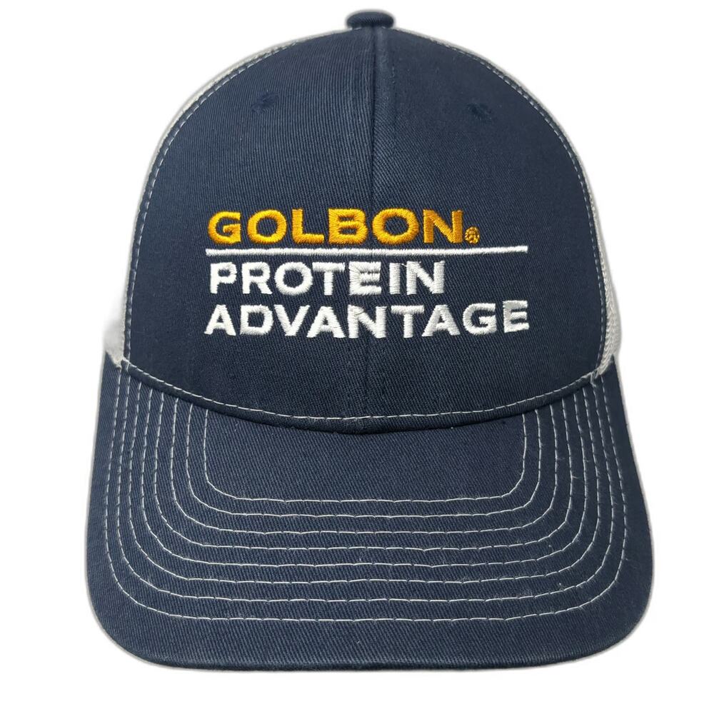 Direct Caps Trucker Hat Blue OSFM Golbon Protein Advantage Mesh Back Snapback